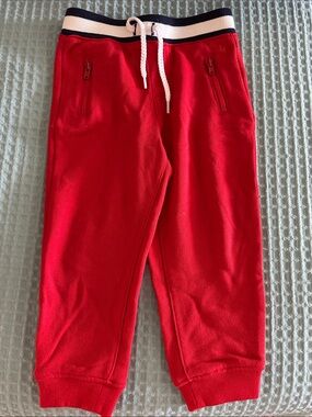 Janie and Jack Red Jogger Pants with Navy-Trim Waistband